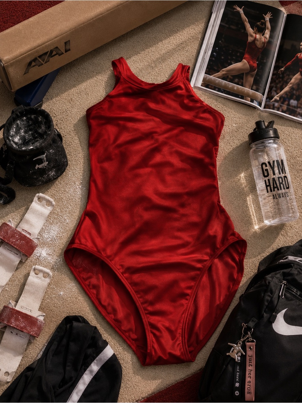 Mirella Red Dance Leotard High Neck